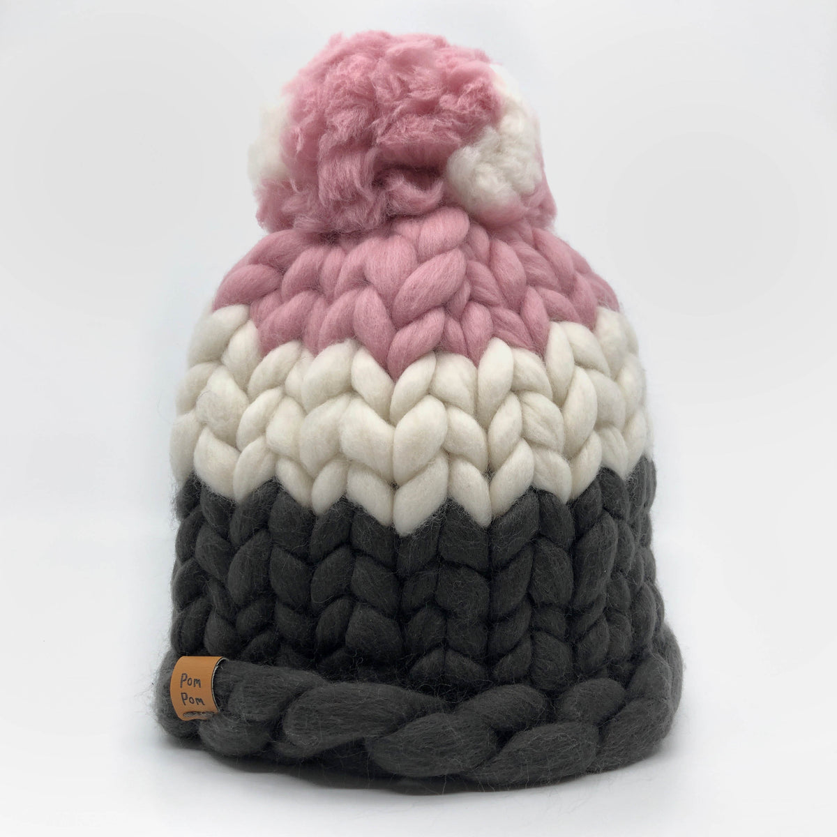 ? FATFACE Cable Knit Pom Beanie in Dusty Rose Rose Smoke | Classic Cuffed Knit Beanie main image 4