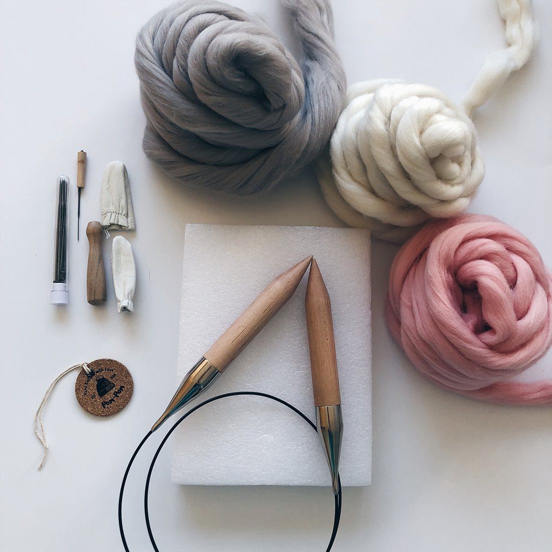Knitting Kit - Three-Color Merino Beanie - Knit Kit